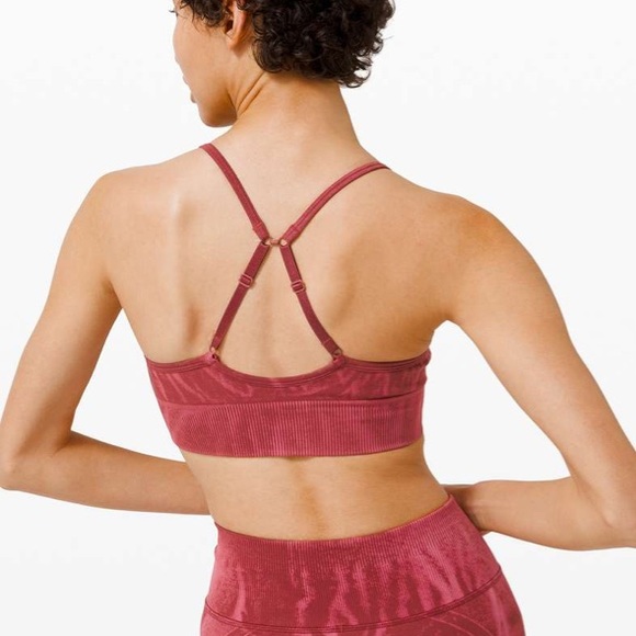 Lululemon Ebb To Street Bra 6 A/B Cup Wash Stone Wash Chianti Red - Picture 3 of 9